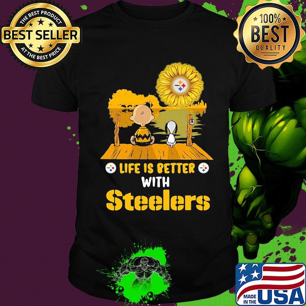 Life is better with Steelers snoopy and Chailer brown shirt Life is better with Steelers snoopy and Chailer brown shirt