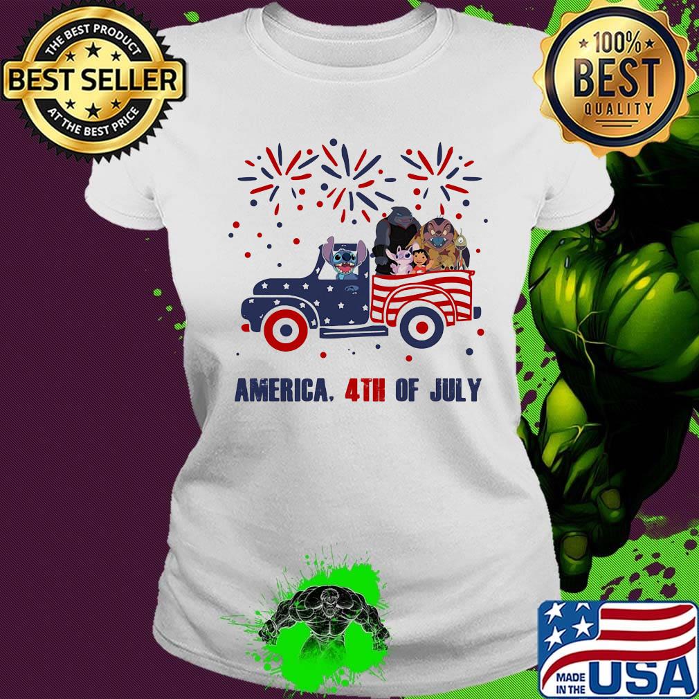 Lilo & stitch characters driving car firework america 4th of july independence day s Ladies tee Lilo & stitch characters driving car firework america 4th of july independence day s Ladies tee