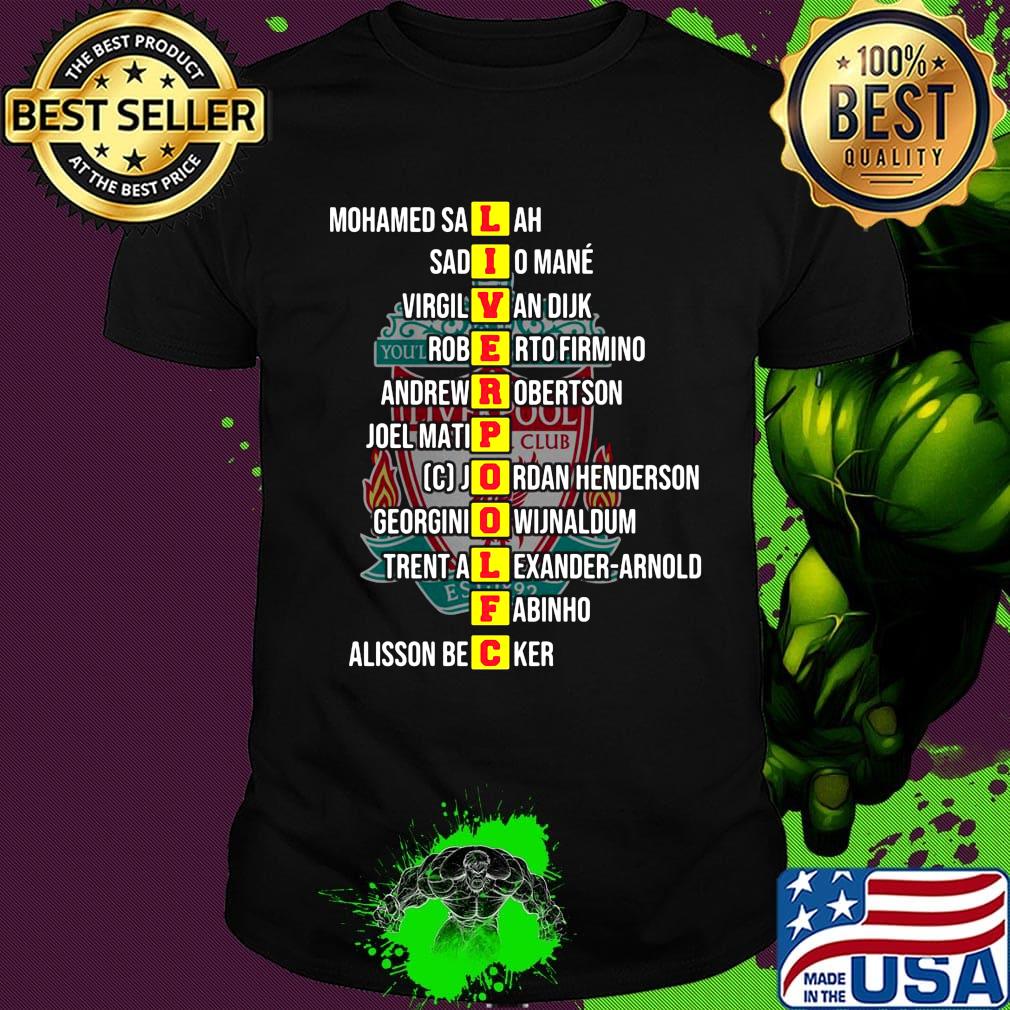 Liverpool fc mohamed salah sadio mane virgil van dijk robertobertson joel matip jordan henderson shirt