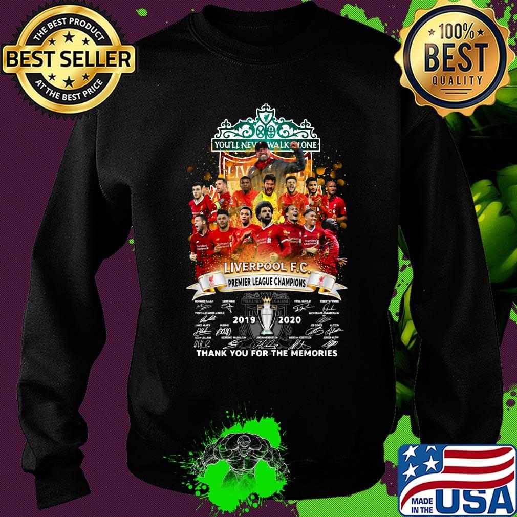 Liverpool fc premier league champions 2019 2020 thank you for the memories signatures s Sweater Liverpool fc premier league champions 2019 2020 thank you for the memories signatures s Sweater