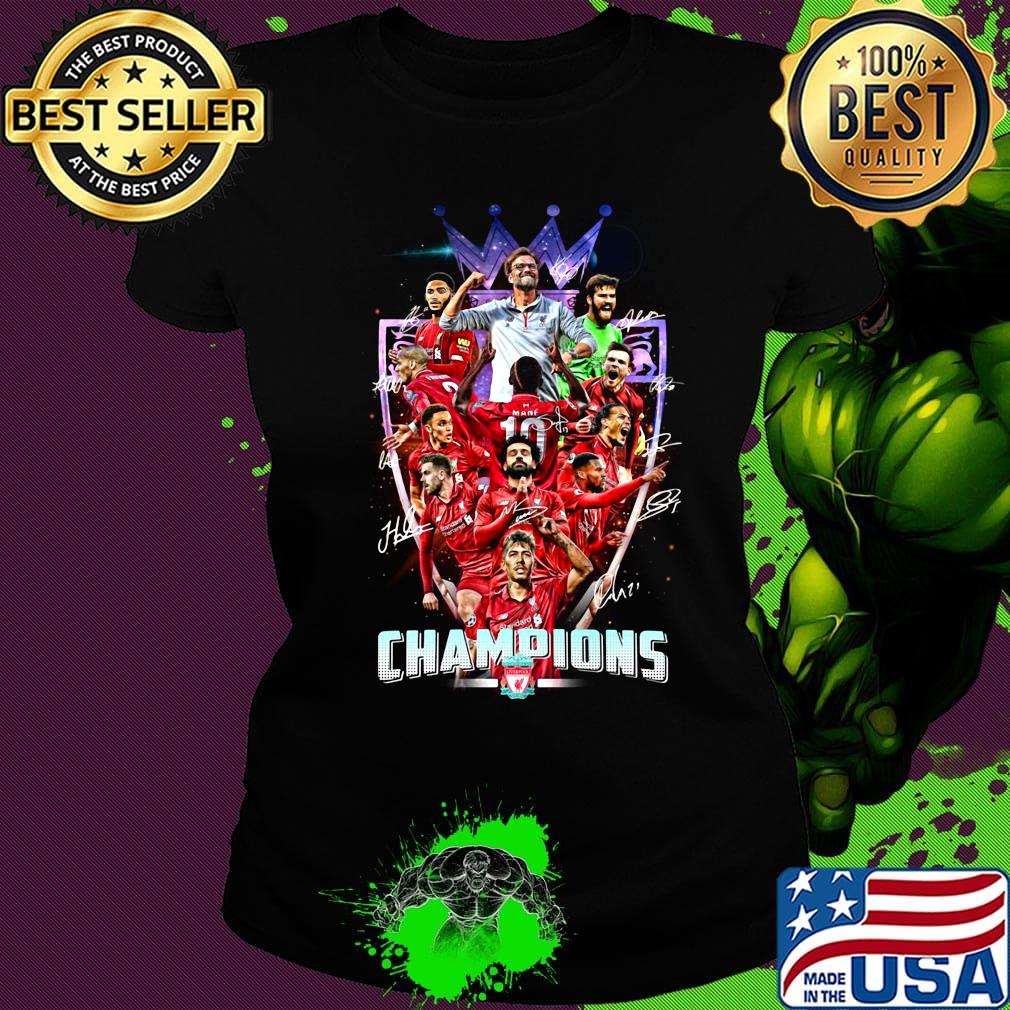 Liverpool fc premier league champions signatures light s Ladies tee Liverpool fc premier league champions signatures light s Ladies tee