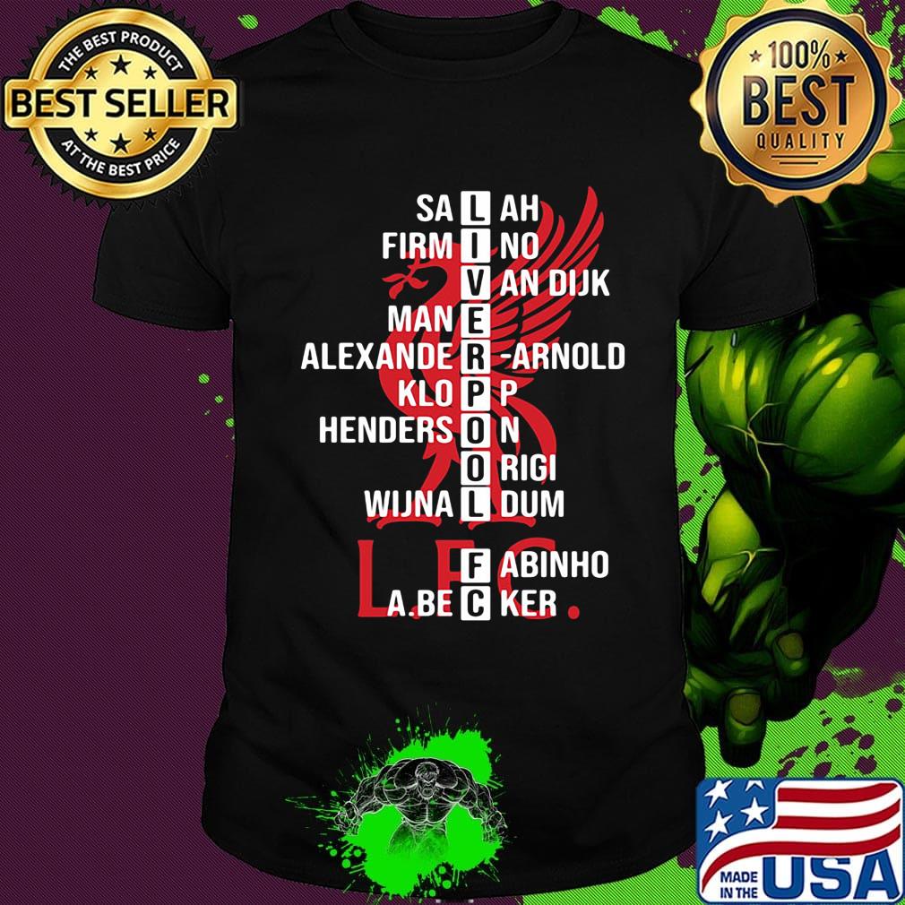 Liverpool fc salah firmino van dijk mane alexander arnold klopp henderson origi wijnaldum fabinho a.becker shirt