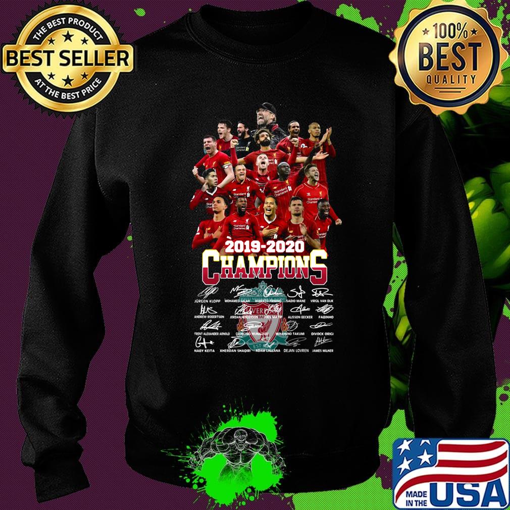 Liverpool football club team 2019 2020 champions signatures s Sweater Liverpool football club team 2019 2020 champions signatures s Sweater