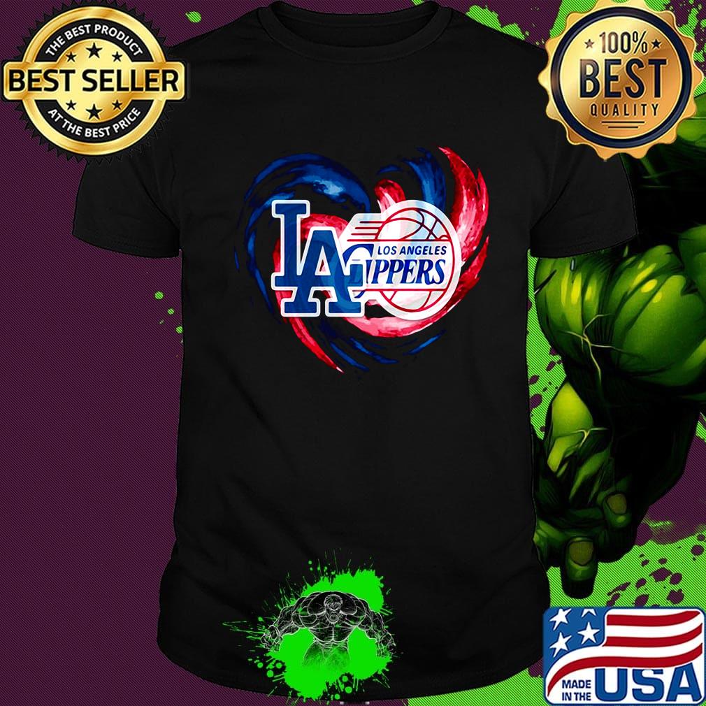 Los angeles dodgers and los angeles clippers heart color shirt