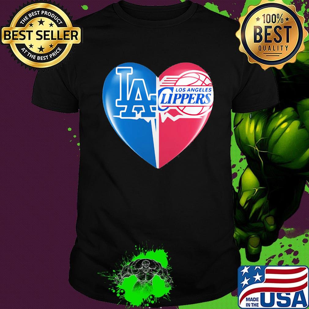Los angeles dodgers and los angeles clippers heart shirt