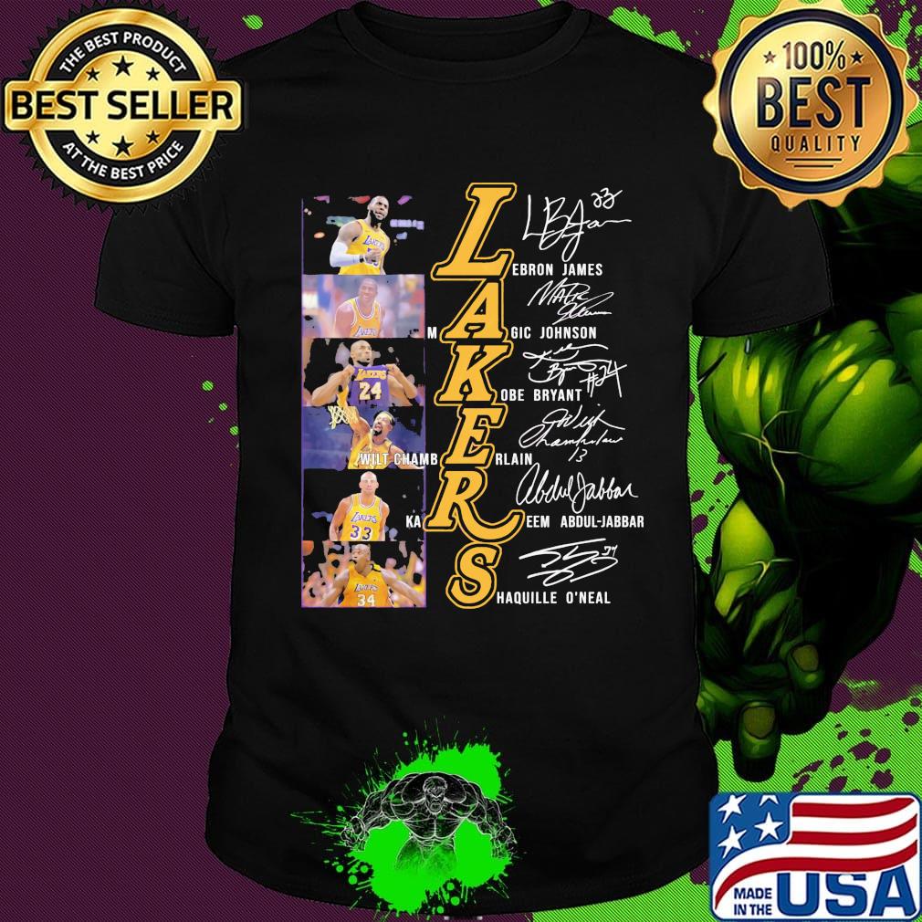 Los angeles lakers team basketball players signatures shirt