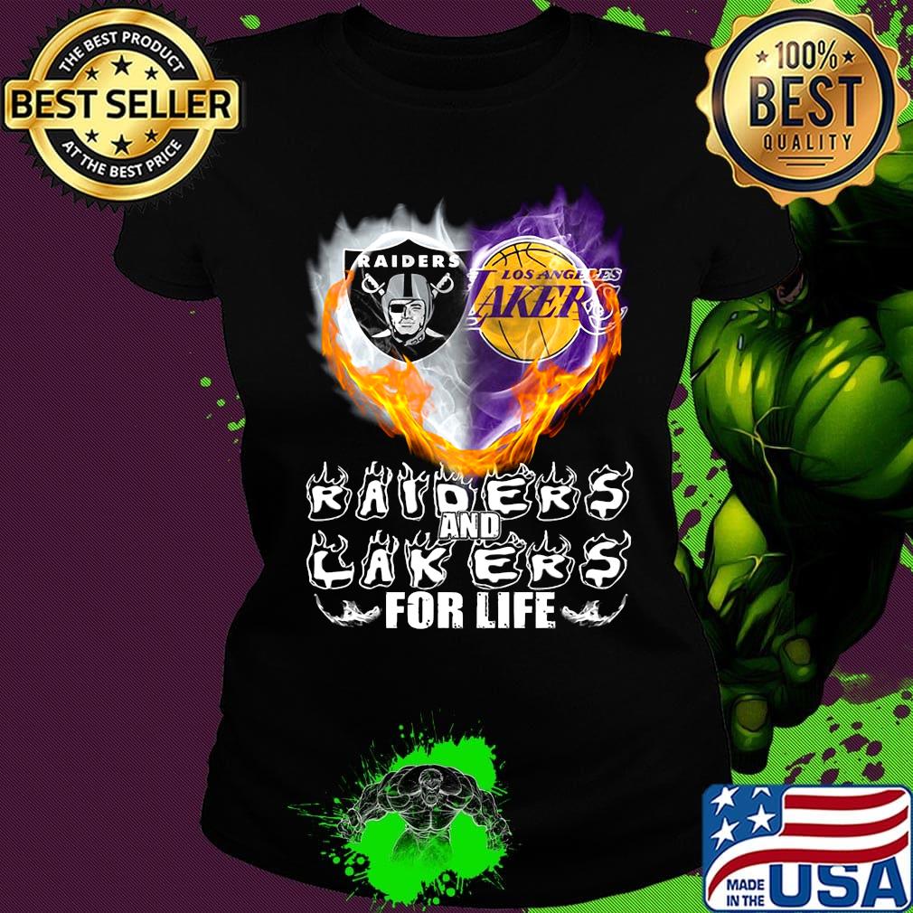 Los angeles raiders and los angeles lakers for life heart s Ladies tee Los angeles raiders and los angeles lakers for life heart s Ladies tee