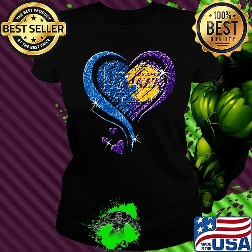 Los angeles raiders and los angeles lakers hearts diamond s Ladies tee Los angeles raiders and los angeles lakers hearts diamond s Ladies tee