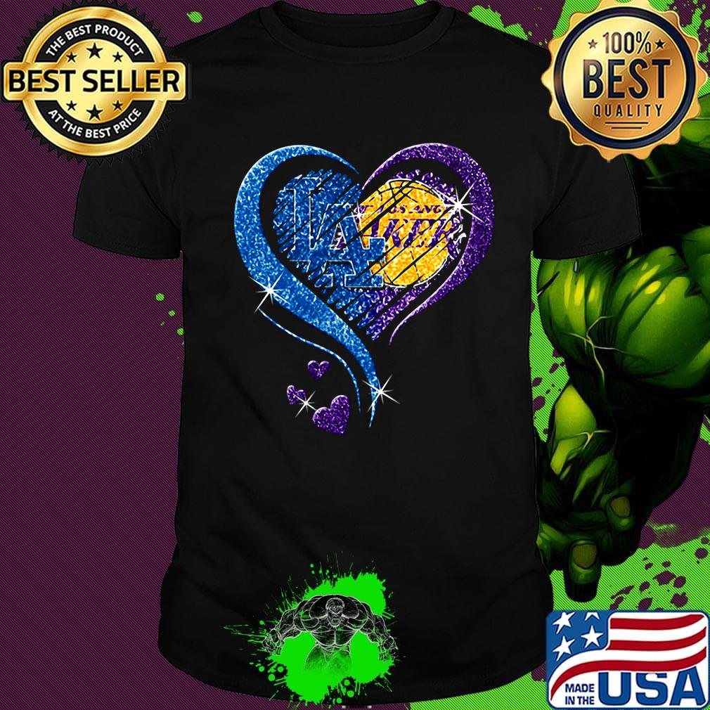 Los angeles raiders and los angeles lakers hearts diamond shirt