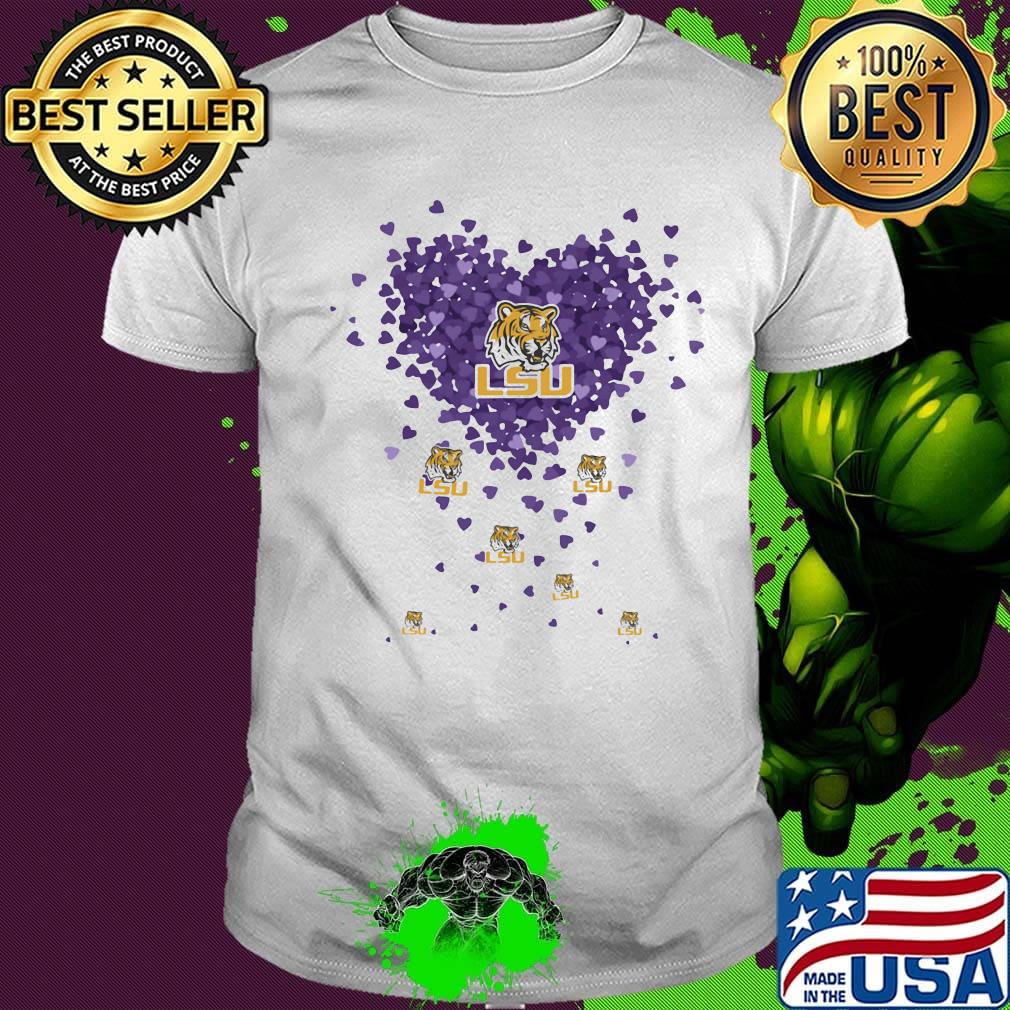 Love lsu tigers football logo hearts shirt
