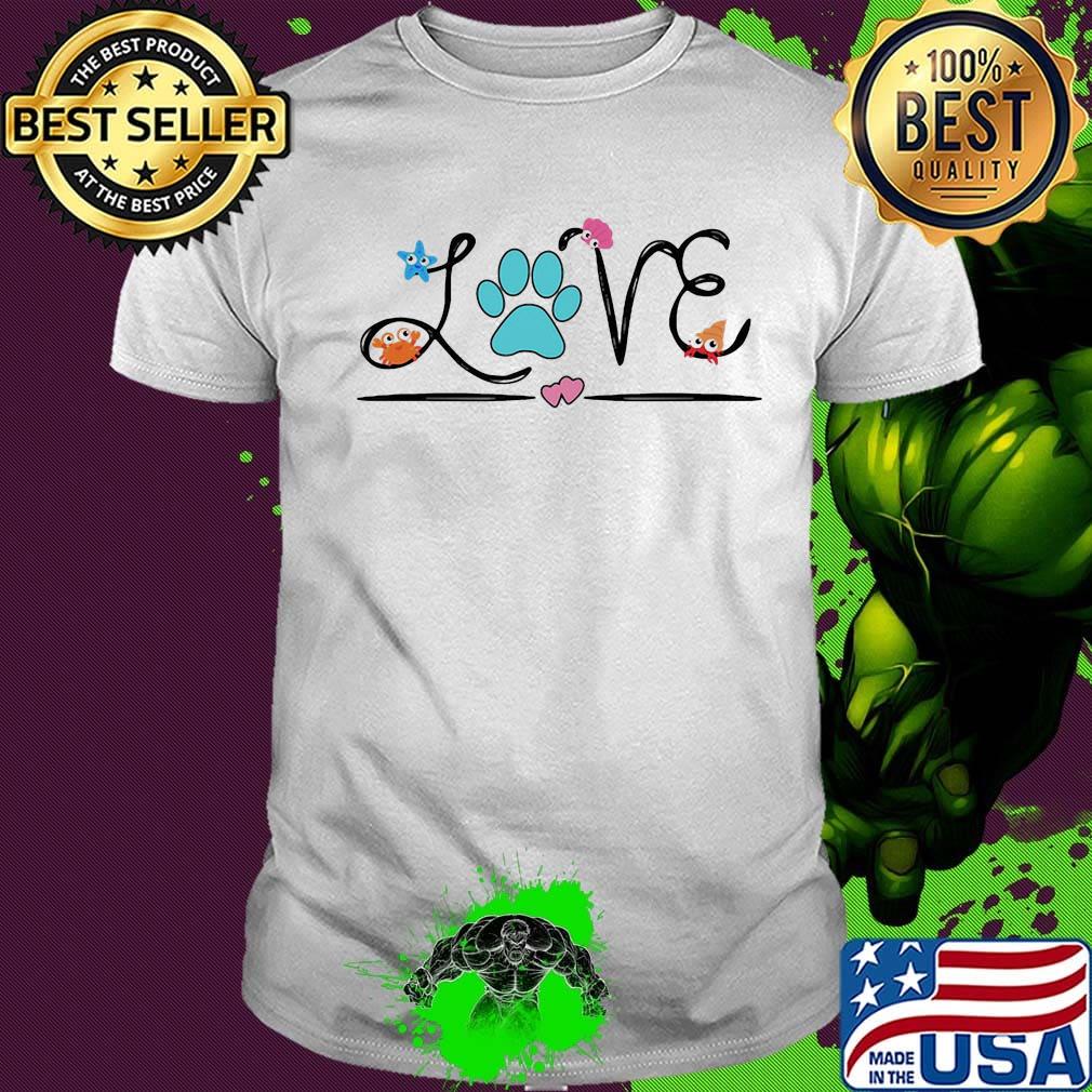 Love paw dog crab star hearts shirt