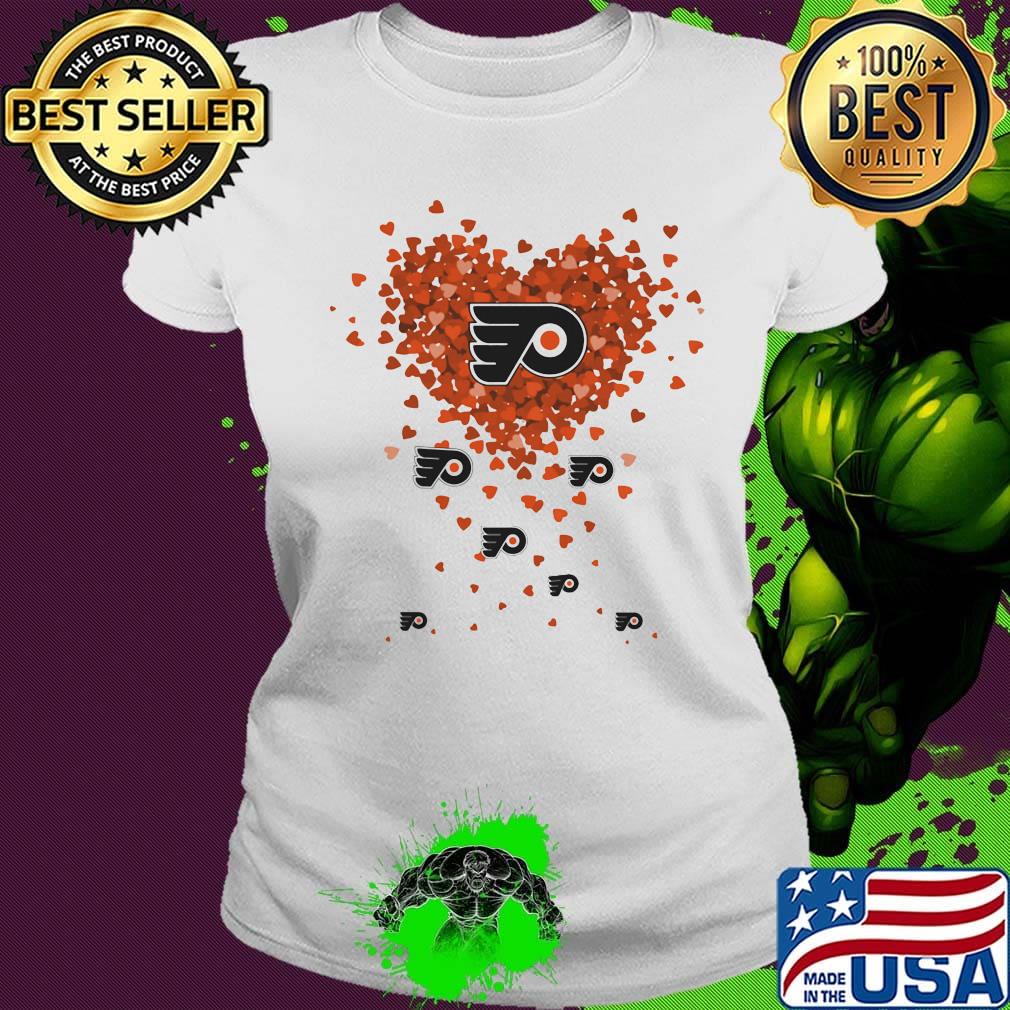 Love philadelphia flyers hockey logo hearts s Ladies tee Love philadelphia flyers hockey logo hearts s Ladies tee