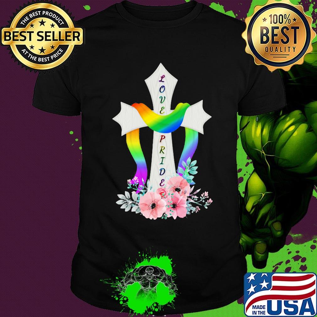 Love pride cross flowers color shirt