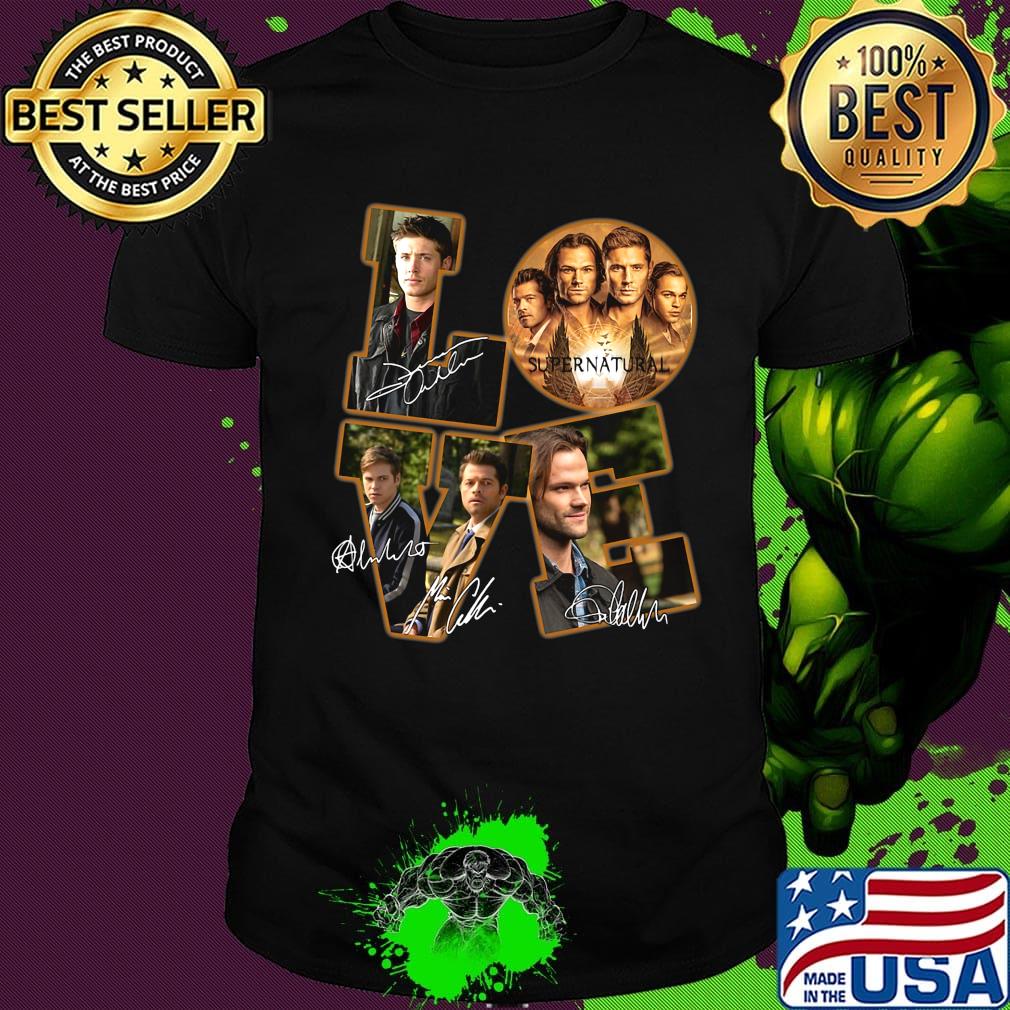 Love supernatural characters signatures shirt Love supernatural characters signatures shirt