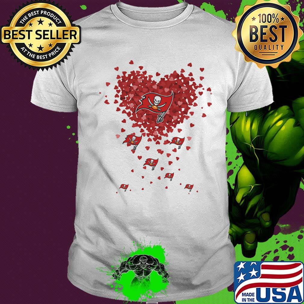Love tampa bay buccaneers football logo hearts shirt