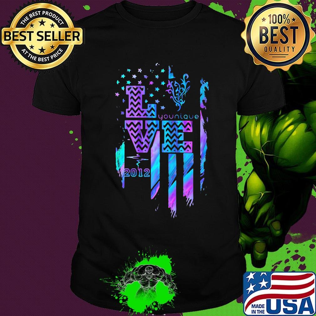 Love younique 2012 heartbeat american flag indepenedence day shirt