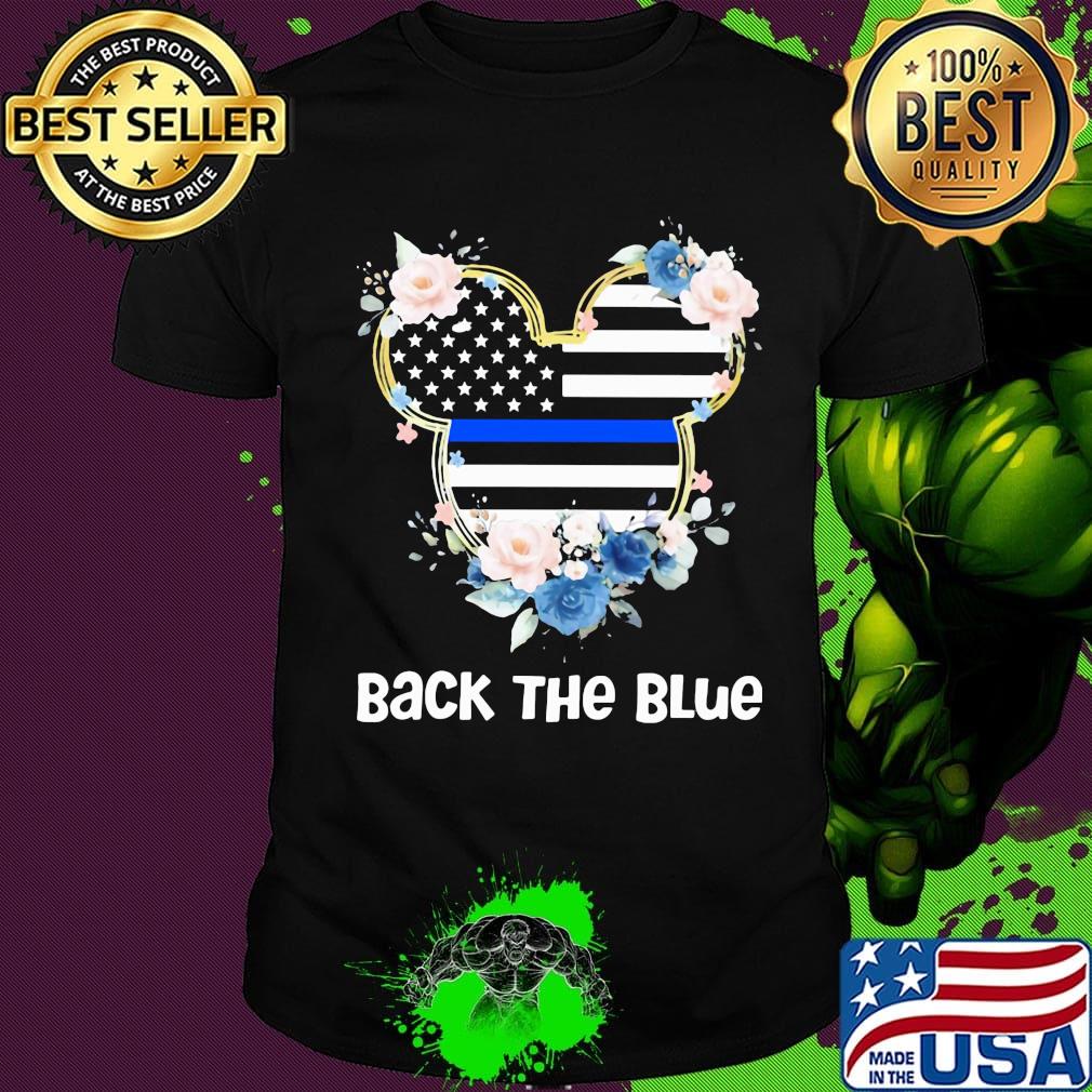Mickey mouse back the blue american flag independence day flowers shirt
