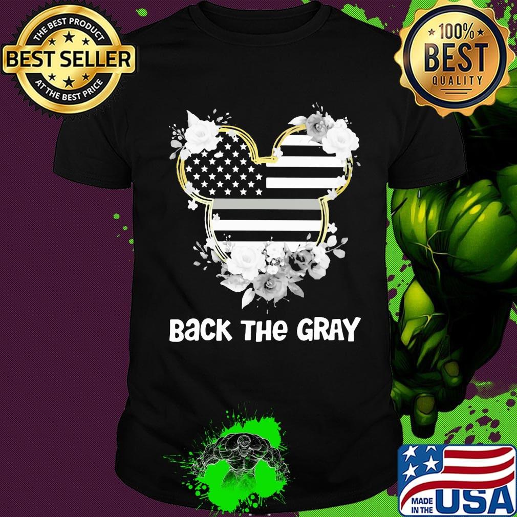 Mickey mouse back the gray american flag independence day flowers shirt