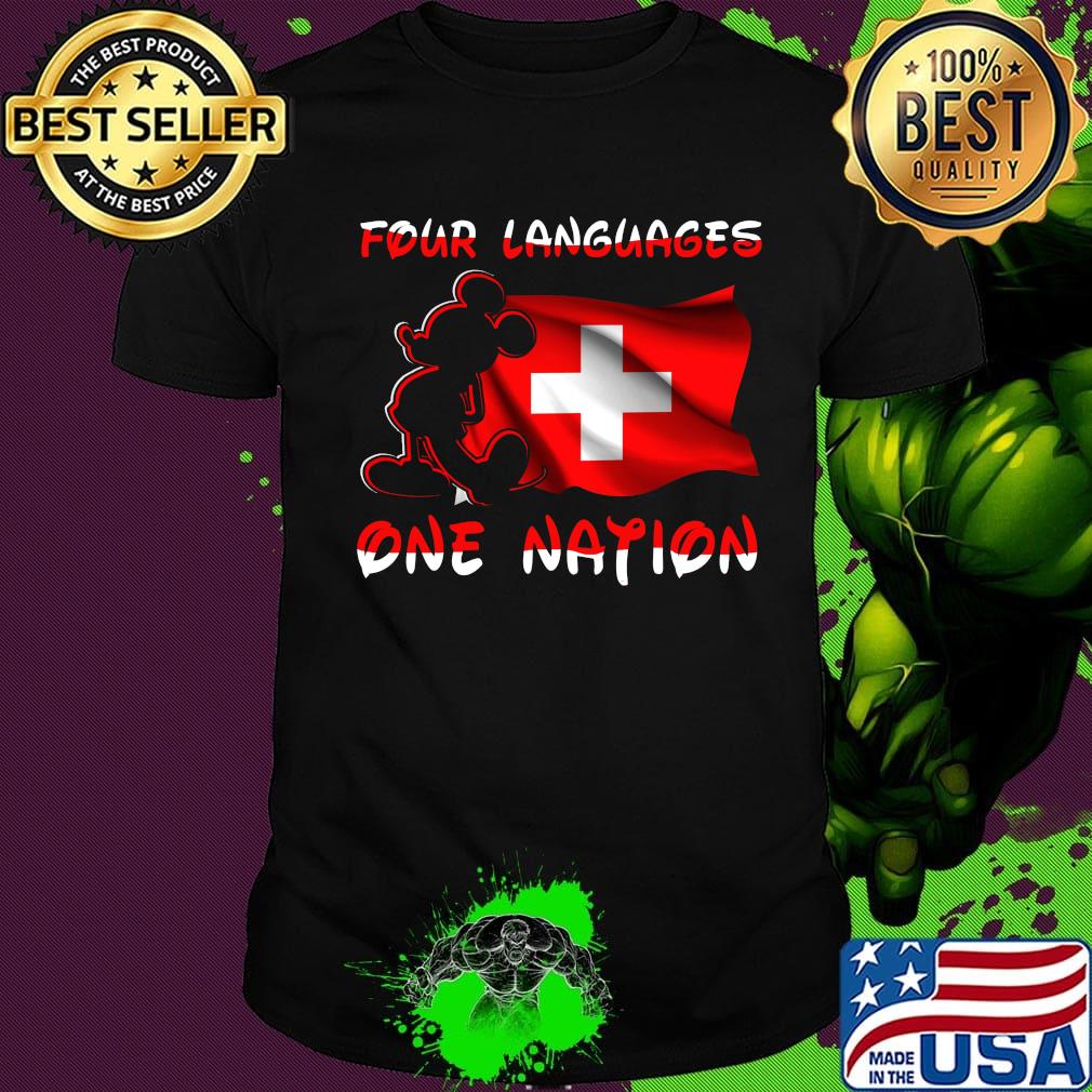 Mickey mouse four languages one nation flag shirt