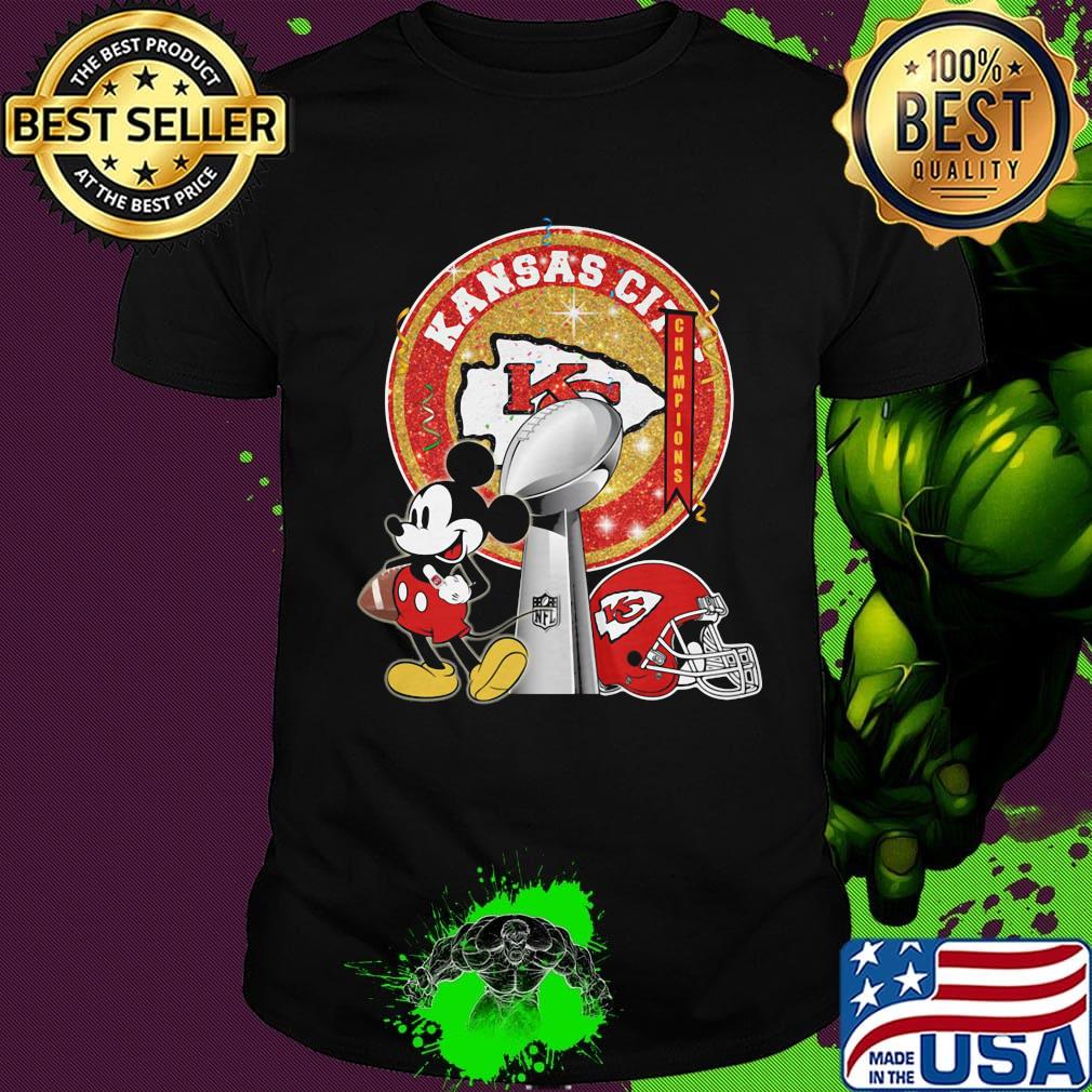 Mickey mouse kansas city chiefs champions super liv bowl football shirt