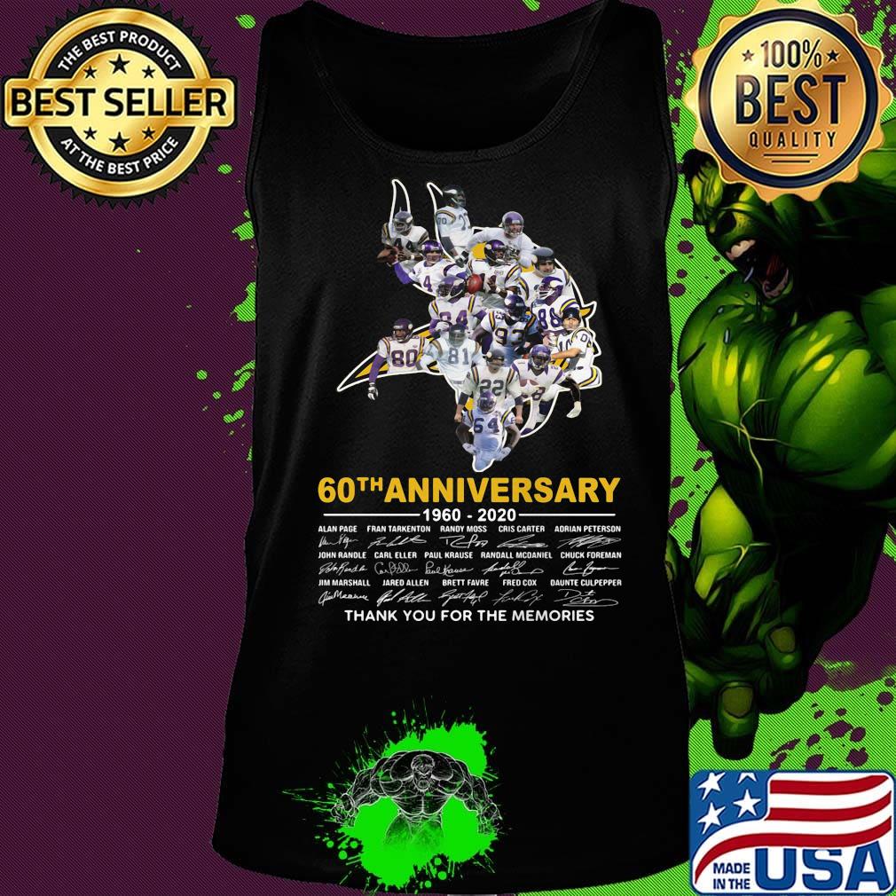 Minnesota vikings 60th anniversary 1960 2020 thank you for the memories signatures s Tank top Minnesota vikings 60th anniversary 1960 2020 thank you for the memories signatures s Tank top