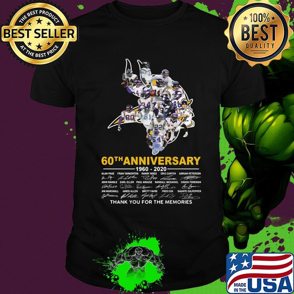 Minnesota vikings 60th anniversary 1960 2020 thank you for the memories signatures shirt
