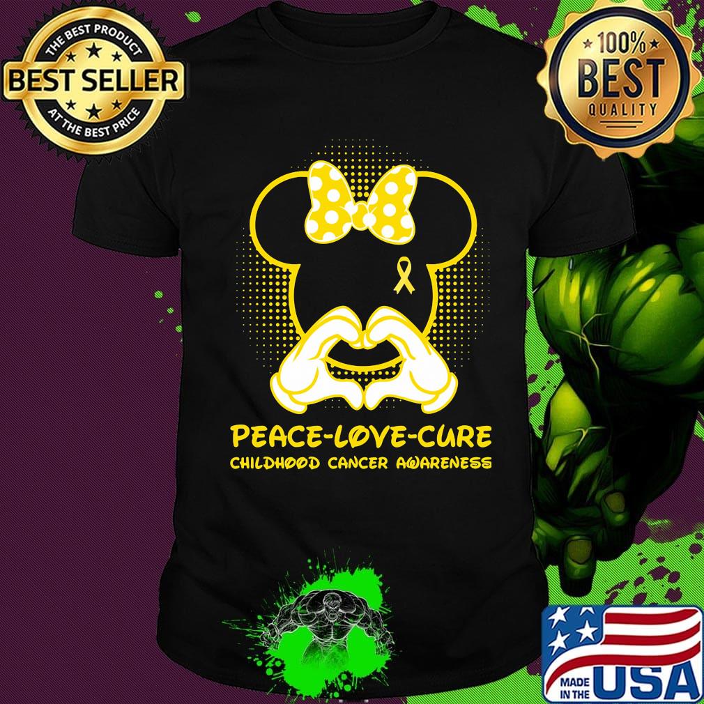 Minnie mouse peace love cure childhood cancer awareness shirt
