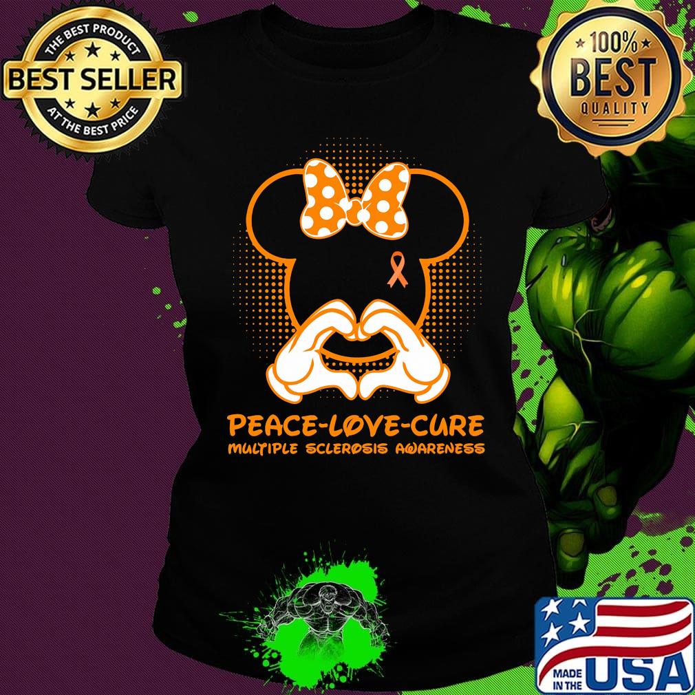 Minnie mouse peace love cure multiple sclerosis awareness s Ladies tee Minnie mouse peace love cure multiple sclerosis awareness s Ladies tee