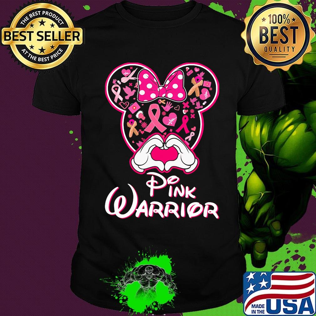 Minnie mouse pink warrior cancer awareness heart shirt