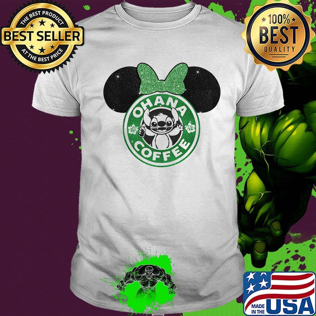 Minnie mouse stitch ohana coffee logo shirt