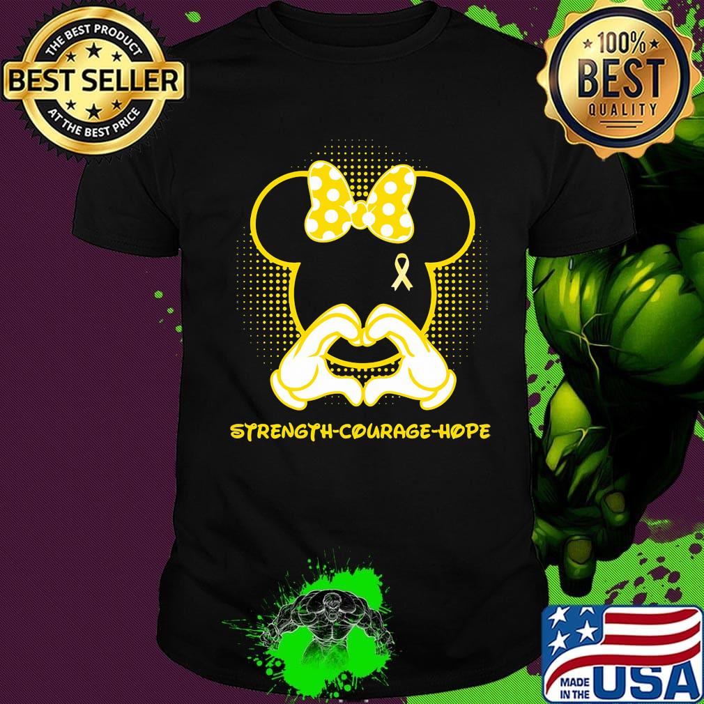 Minnie mouse strength courage hope cancer awareness shirt