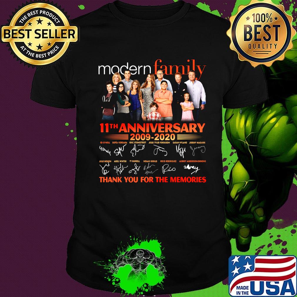 Modern family 11th anniversary 2009 2020 thank you for the memories signatures shirt