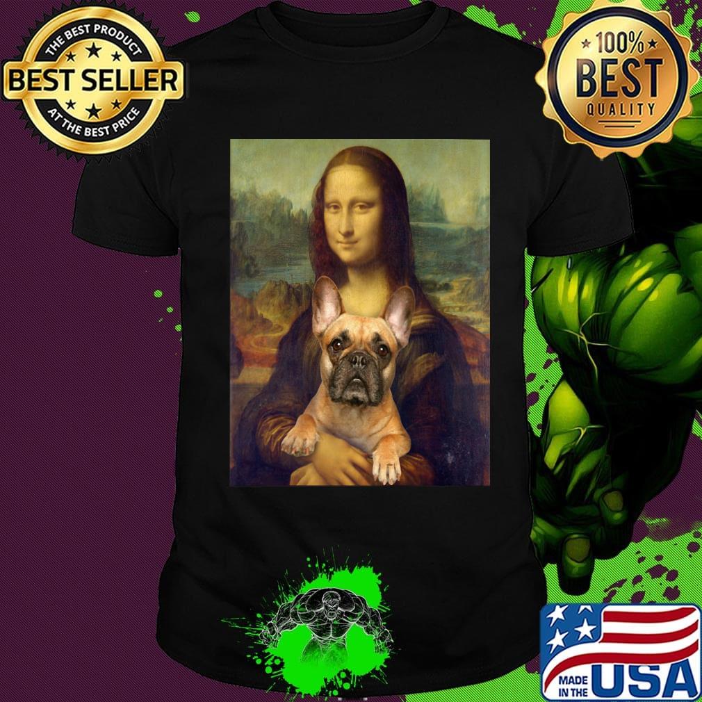 Mona lisa hug pug art shirt