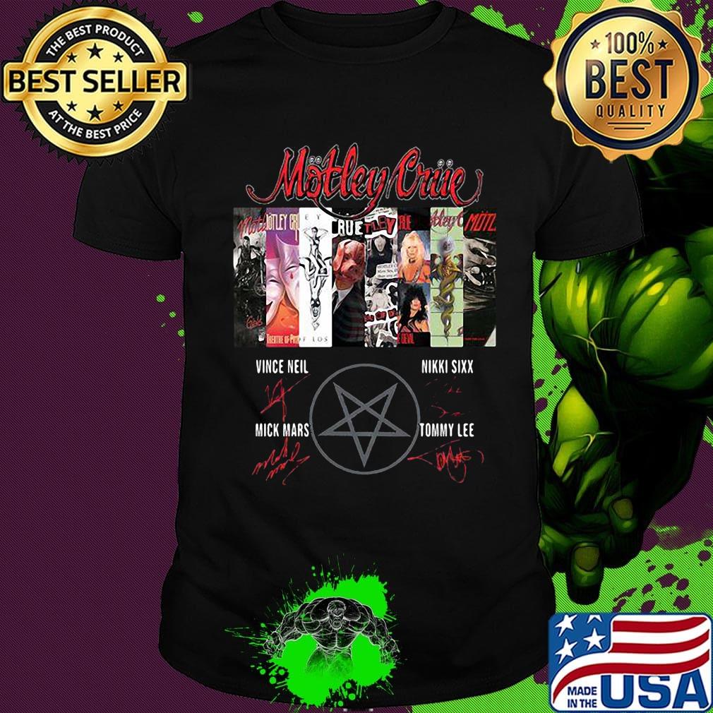 Motley crue band members signatures shirt