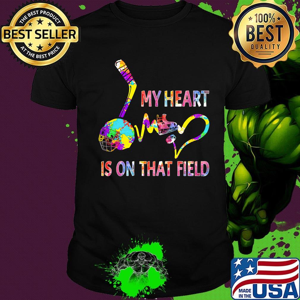 My heart is on that field Earth heartbeat color shirt