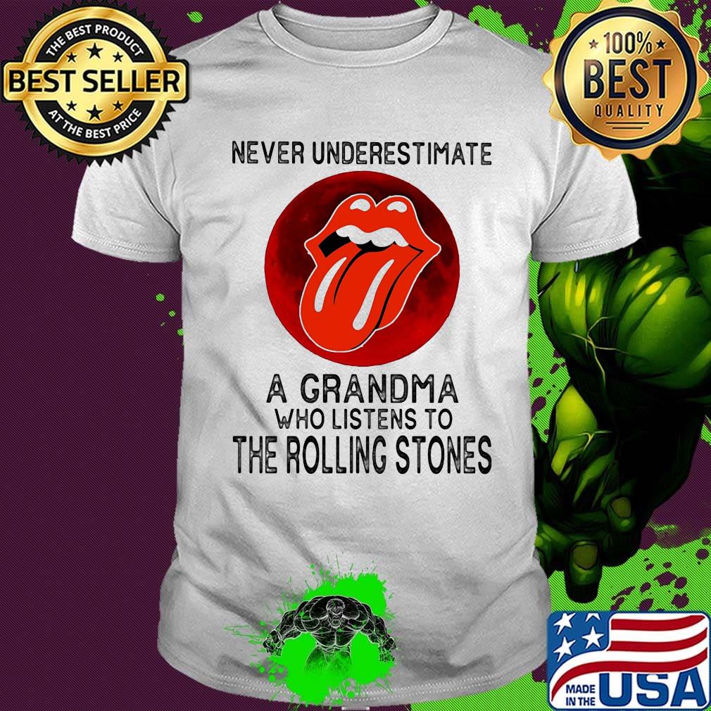 Never underestimate a grandma who listens to the rolling stones sunset shirt