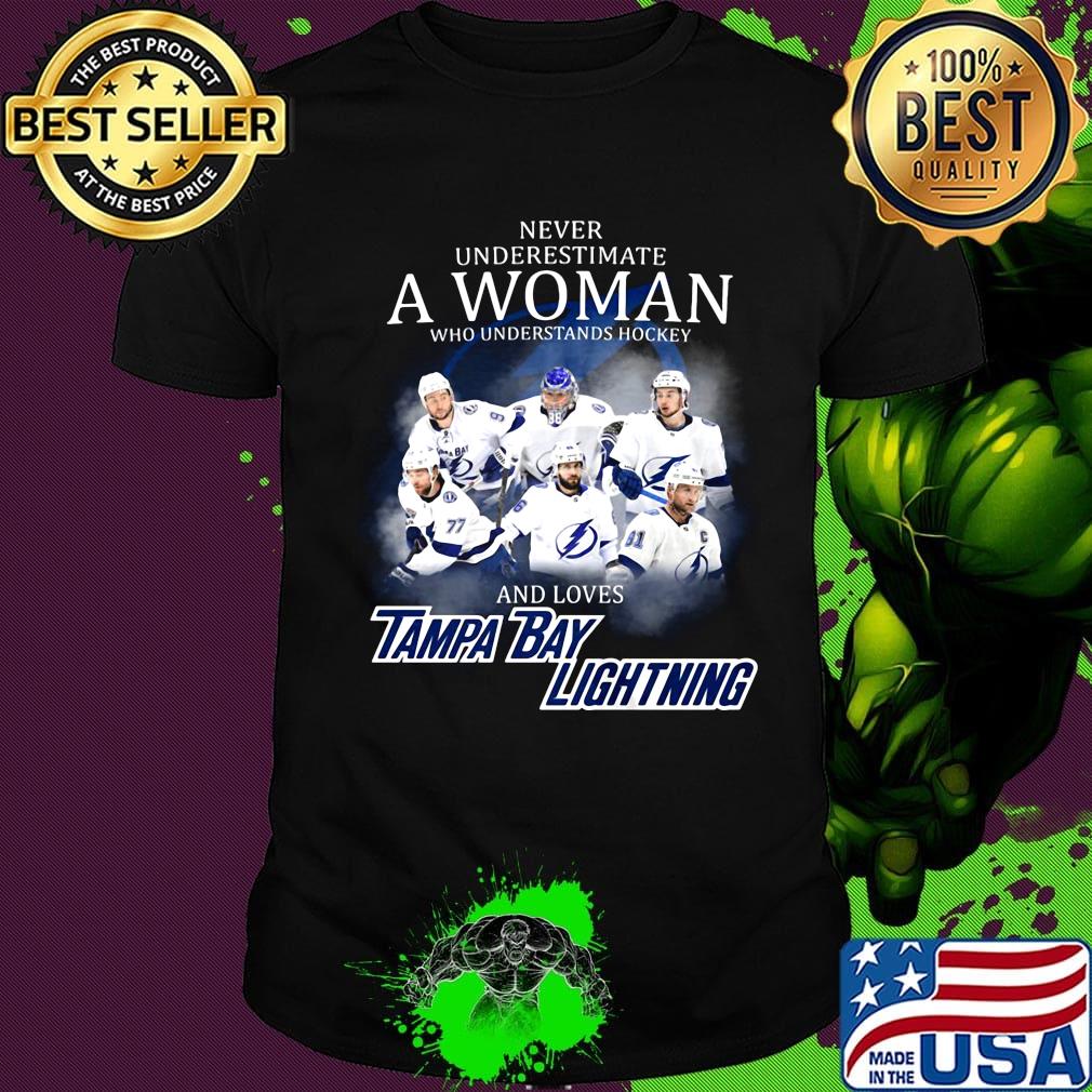 Never underestimate a woman who understands hockey and loves tampa bay lightning logo shirt