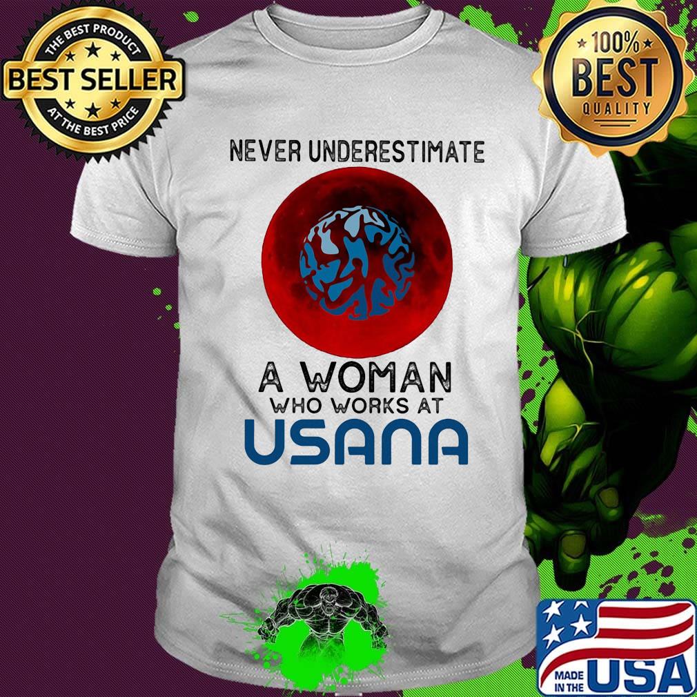 Never underestimate a woman who works at Usana Sunset shirt