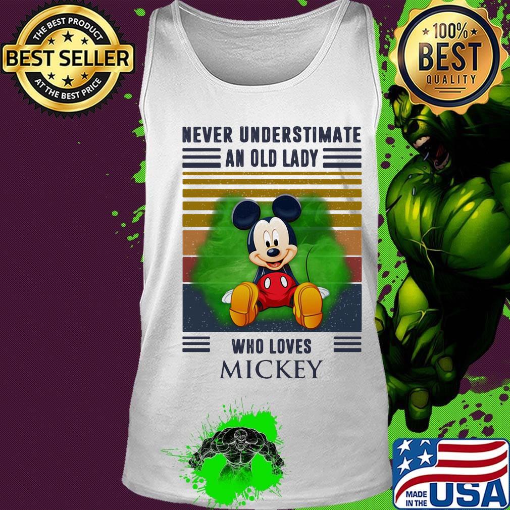 Never underestimate an old lady who loves mickey vintage retro s Tank top Never underestimate an old lady who loves mickey vintage retro s Tank top