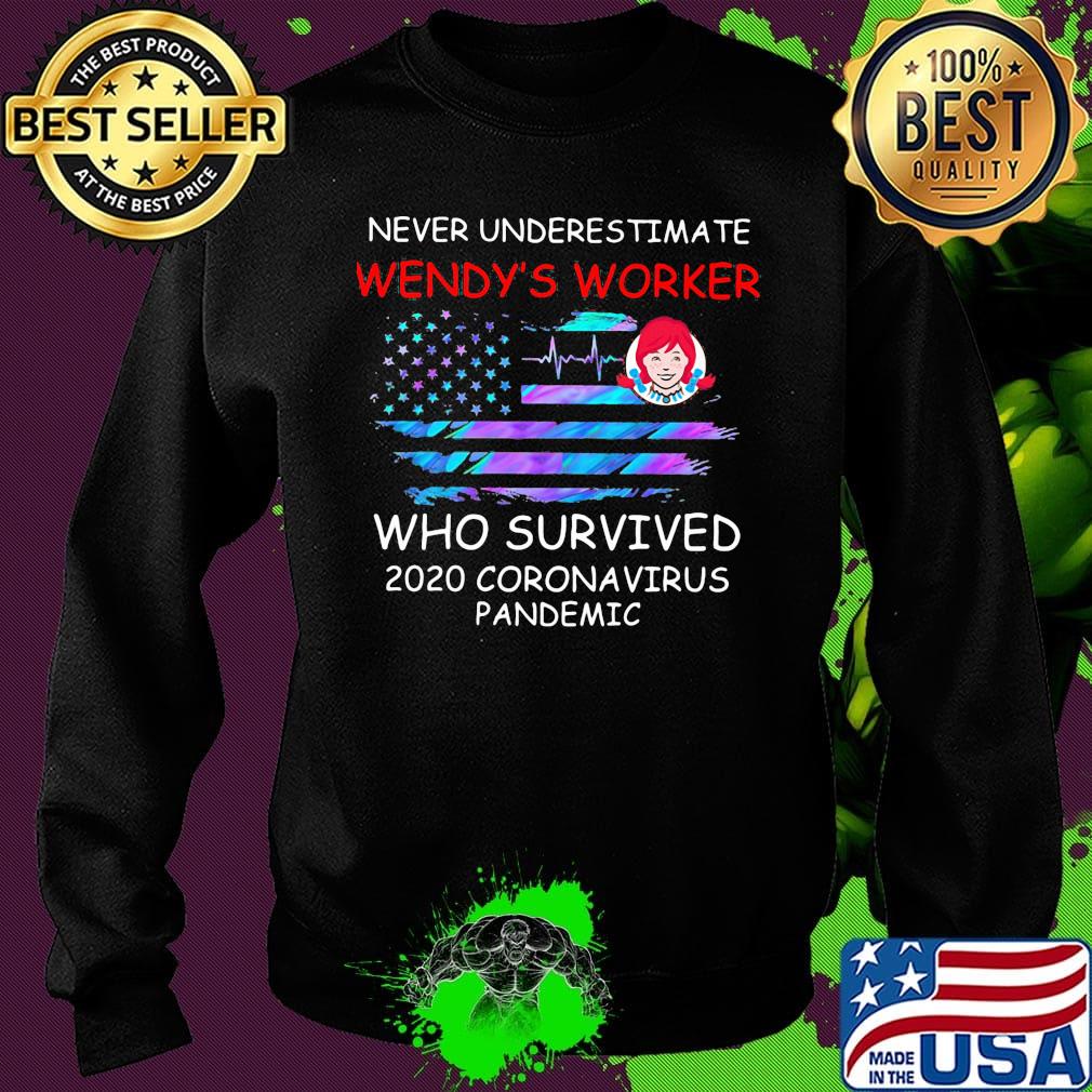 Never underestimate wendy's worker who survived 2020 coronavirus pandemic american flag independence day s Sweater Never underestimate wendy's worker who survived 2020 coronavirus pandemic american flag independence day s Sweater