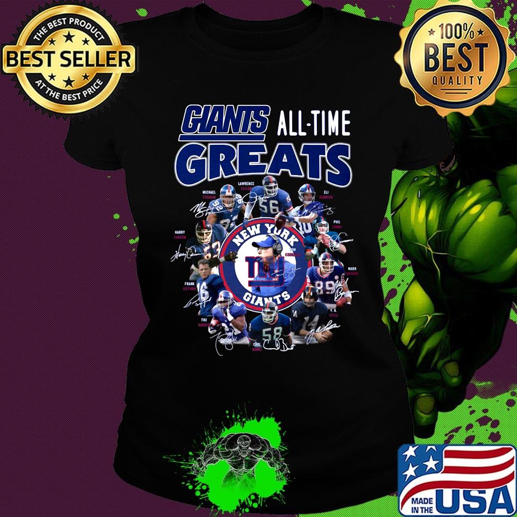 New york giants football all-time greats players signatures s Ladies tee New york giants football all-time greats players signatures s Ladies tee