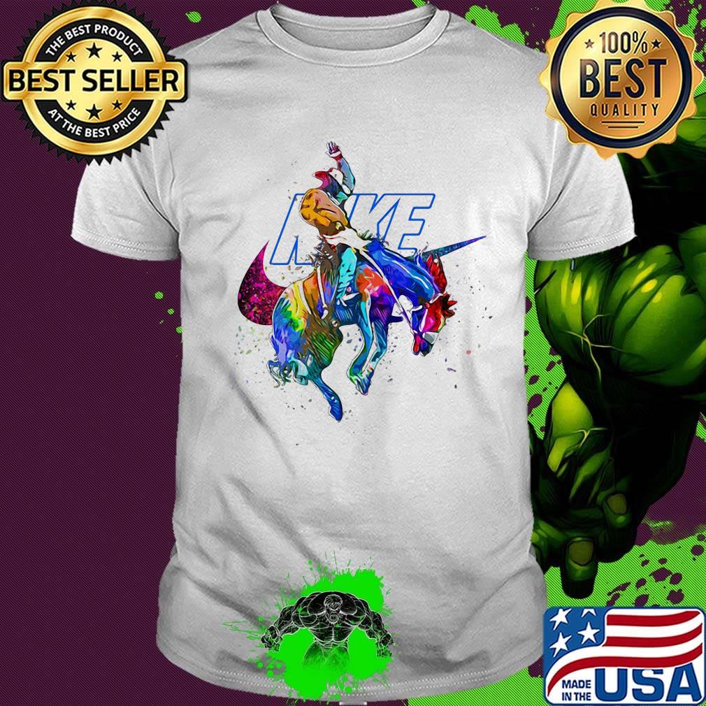 Nike logo riding a horse color shirt