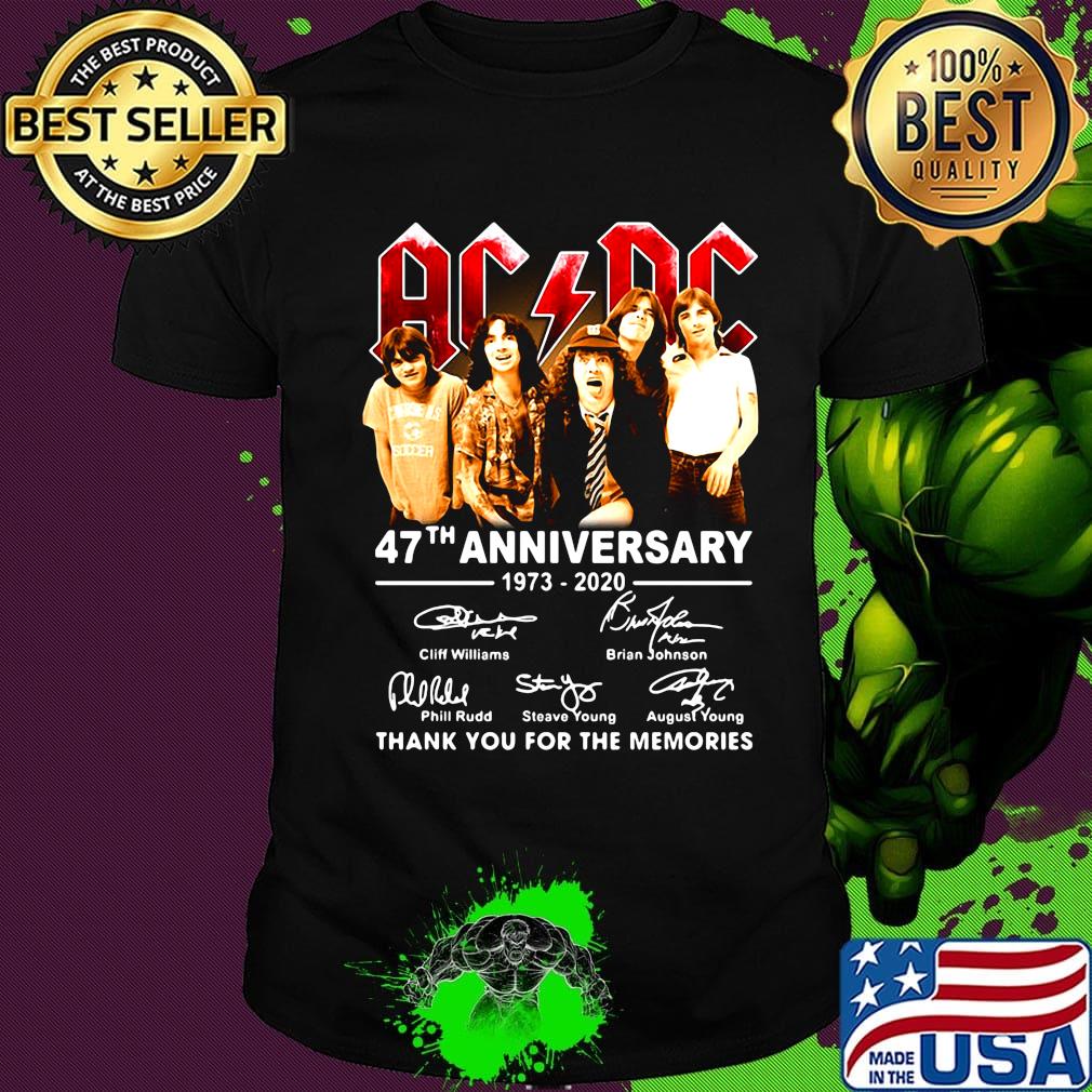 Official AC DC 47th anniversary 1973-2020 thank you for the memories shirt Official AC DC 47th anniversary 1973-2020 thank you for the memories shirt