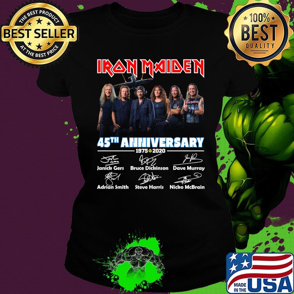 Official Iron Maiden 45th anniversary 1975-2020 signature s Ladies tee Official Iron Maiden 45th anniversary 1975-2020 signature s Ladies tee