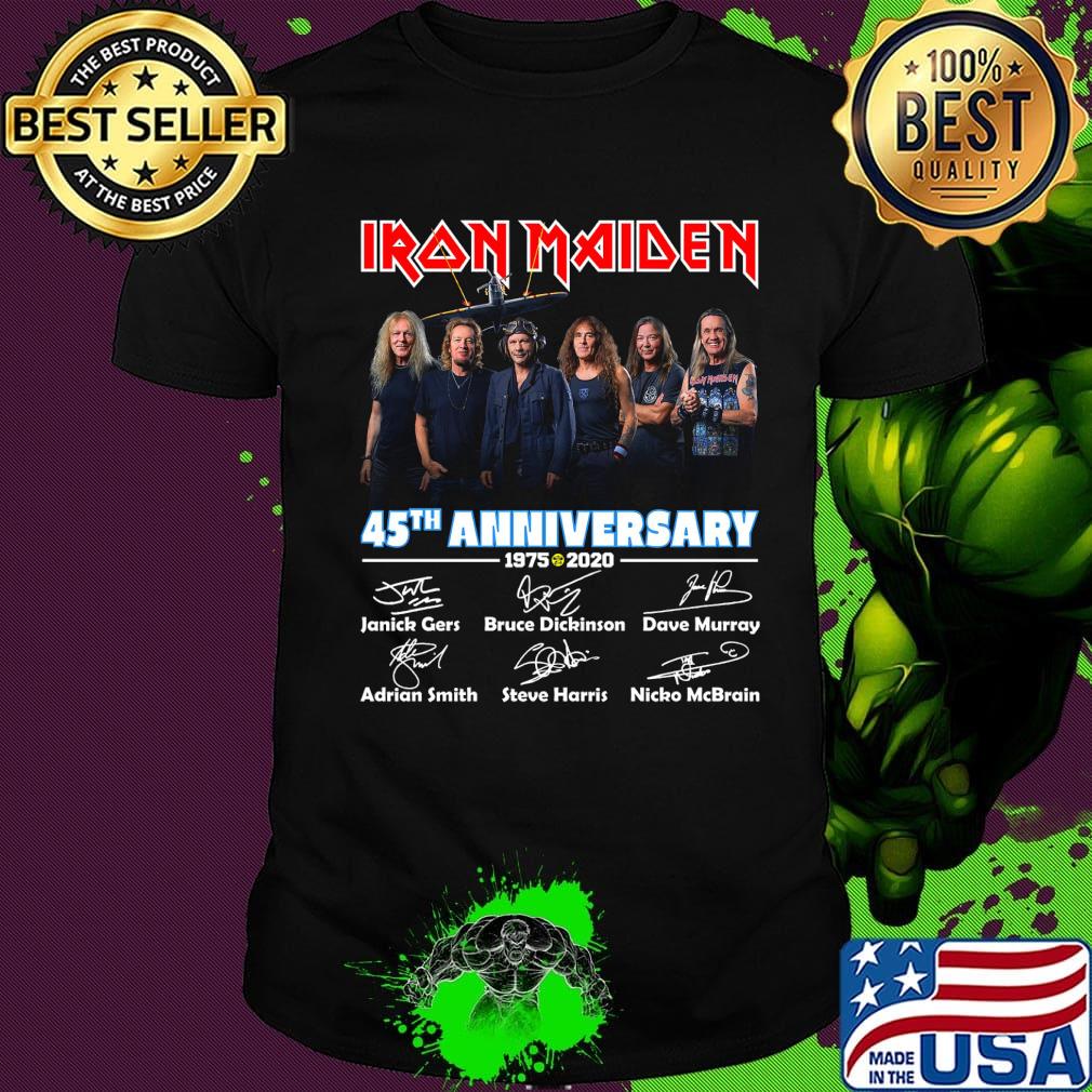 Official Iron Maiden 45th anniversary 1975-2020 signature shirt Official Iron Maiden 45th anniversary 1975-2020 signature shirt