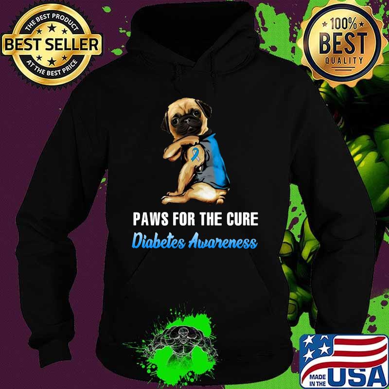 Official Paws for the cure Diabetes Awareness Pug s Hoodie Official Paws for the cure Diabetes Awareness Pug s Hoodie