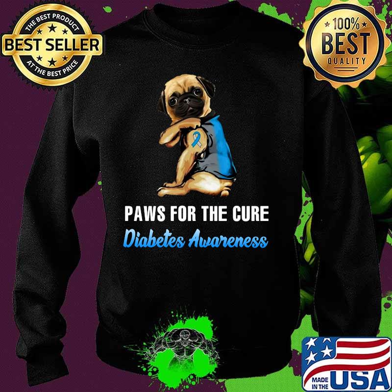 Official Paws for the cure Diabetes Awareness Pug s Sweater Official Paws for the cure Diabetes Awareness Pug s Sweater