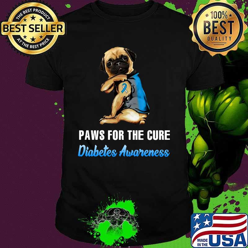 Official Paws for the cure Diabetes Awareness Pug shirt Official Paws for the cure Diabetes Awareness Pug shirt