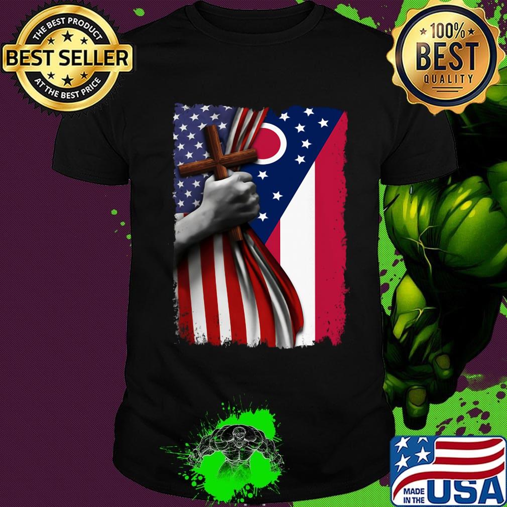 Ohio american flag cross happy independence day shirt