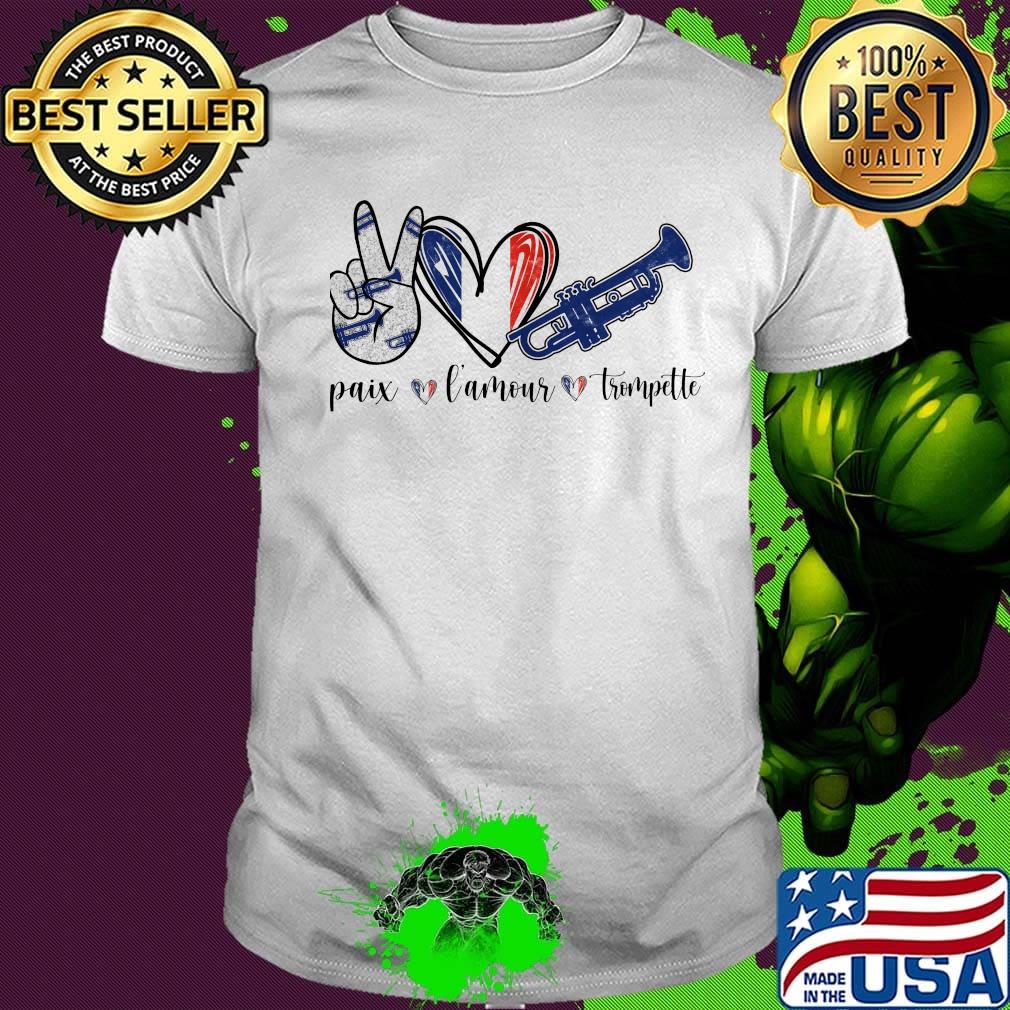 Paix l'amour trompette heart shirt